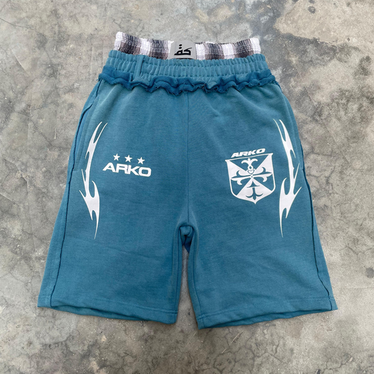 DISTRESSED BOXER SHORTS (BLUE)
